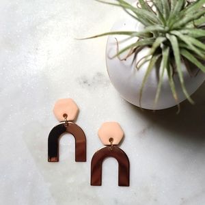 Polymer Clay Earrings with Rose Gold Rainbow